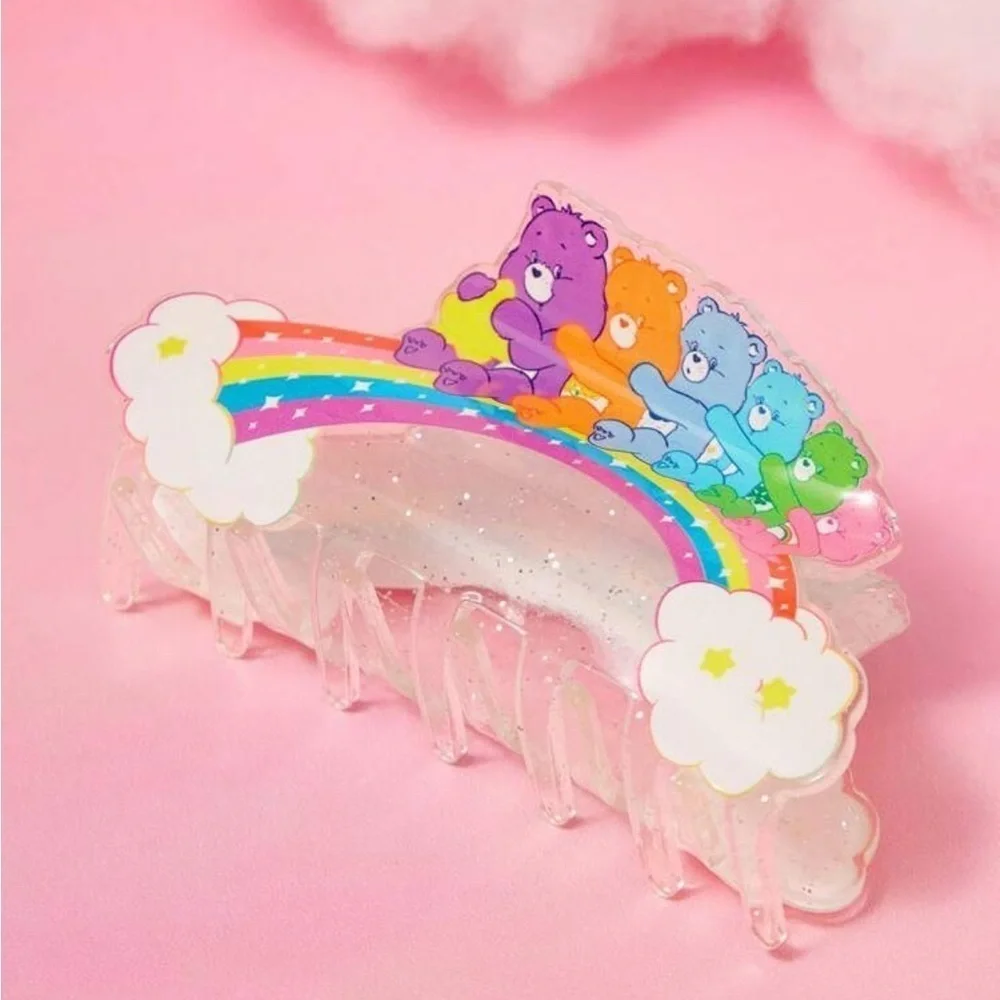 3 For $35 Care Bears Riding On Rainbow Hair Claw Acrylic Hair Clip Accessories